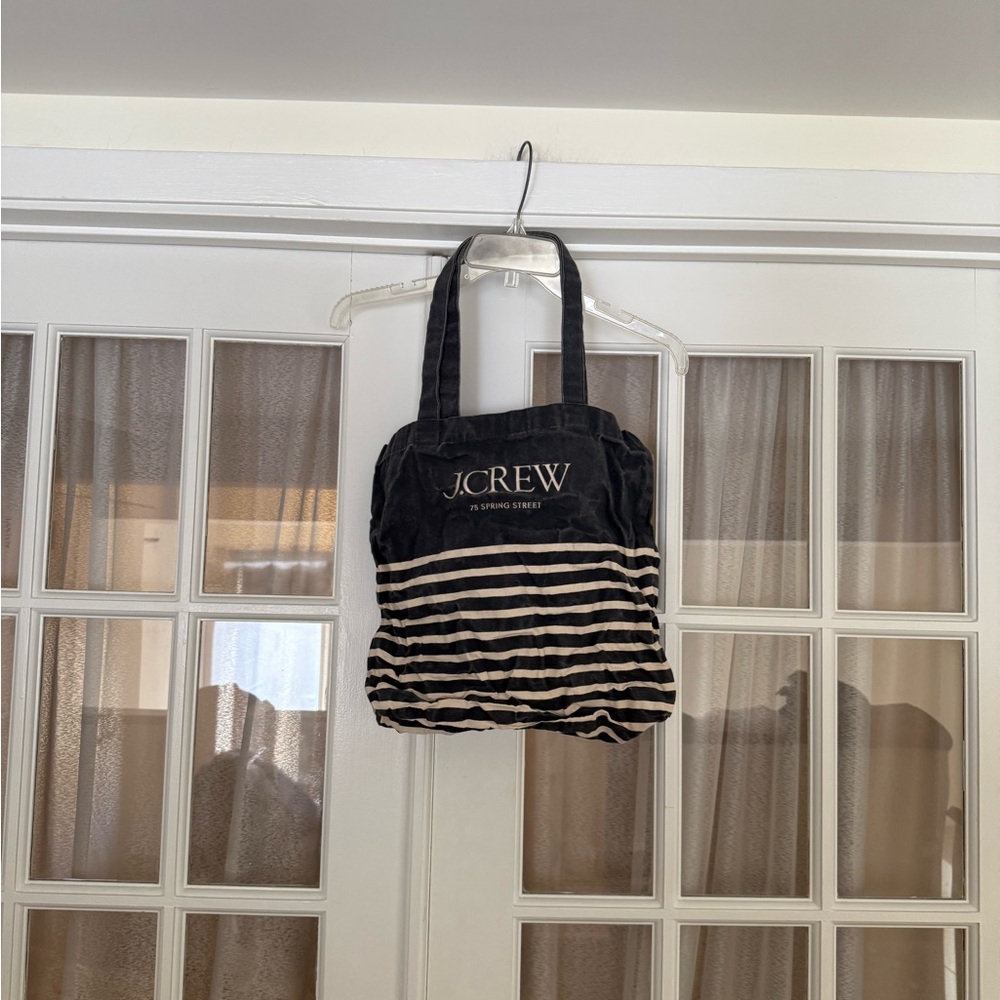 J.Crew Navy and White Striped Tote Bag